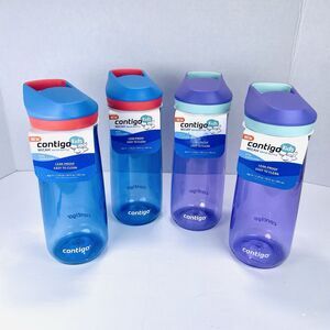 New 4-Pack Contigo Kids Micah Water Bottles 20oz Leak-Proof Blue Purple BPA-Free